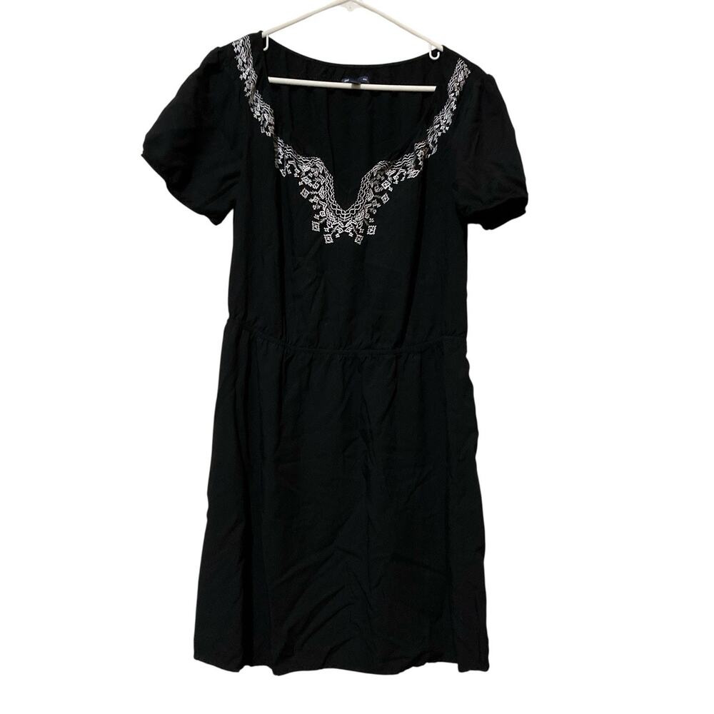 Old Navy Womens Dress Sz XL Black White Embroidered Knee-length Boho